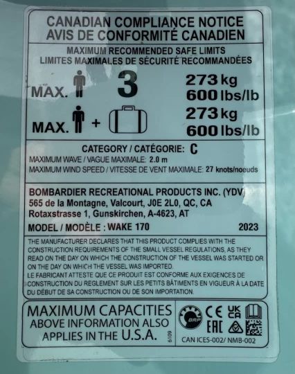 2023 BRP SEA-DOO WAKE 170 H.P + IBR + VTS + IDF + AUDIO PREMIUM + RACK + TOUR + 3 PASSAGERS + RARE & A1 