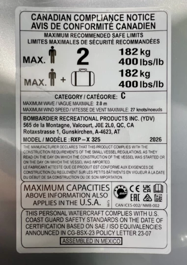2026 BRP SEA-DOO RXP-X 325 H.P + IBR + VTS + SEULEMENT 04 HR + RARE & IMPECCABLE A1 