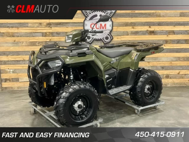 POLARIS SPORTSMAN 450 H.O EFI + 4X4 + SEULEMENT 9 KM + PARE CHOC HD + CONDITION IMPECCABLE A1  2023