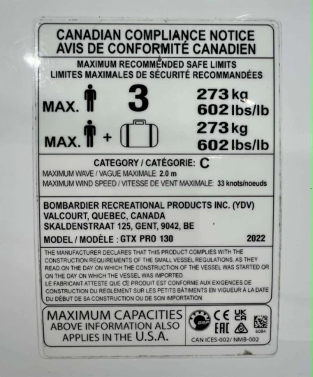 2022 BRP SEA-DOO GTX PRO 130 H.P + I.B.R + 3 PASSAGERS + PEU D'HEURES 97 HR + RARE & A1 