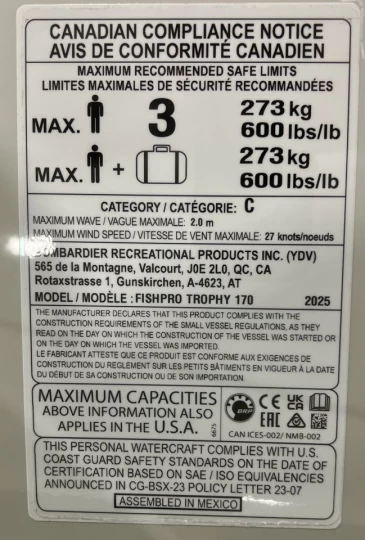 2025 BRP SEA-DOO FISH PRO 170 HP EDITION TROPHY + IBR + VTS + IDF + GPS + AUDIO + TECH PKG + COOLER + 4 HR + COULEUR & MODELE RARE + A1 