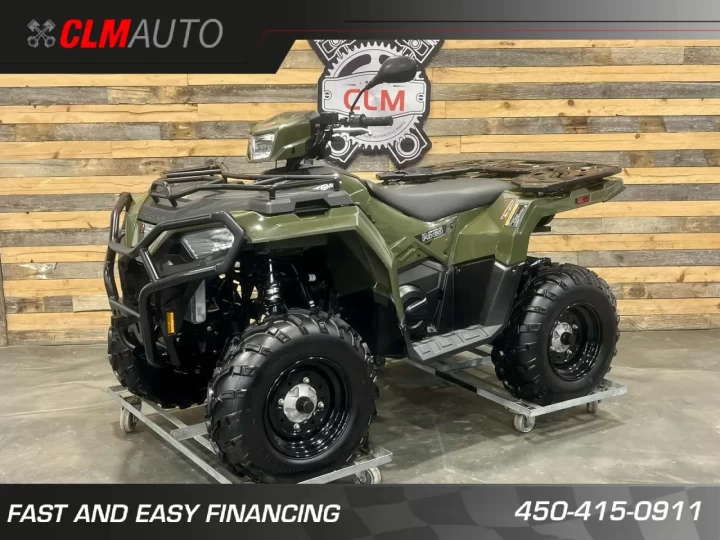 2023 POLARIS SPORTSMAN 450 H.O EFI + 4X4 + SEULEMENT 9 KM + PARE CHOC HD + CONDITION IMPECCABLE A1 