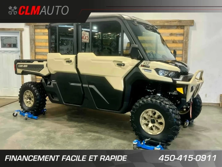2025 BRP CAN-AM DEFENDER MAX CREW HD-10 LIMITED + 4WD + DPS + 650 KM SEULEMENT + 6 PASSAGERS + TOUTE ÉQUIPÉE+ RARE & A1 