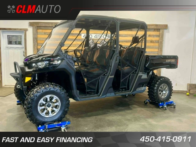 BRP CAN-AM DEFENDER MAX CREW HD-10 ÉDITION LONE STAR + 4WD + DPS + SEULEMENT 10 KM + 6 PASSAGERS + RARE & COMME NEUF  2024