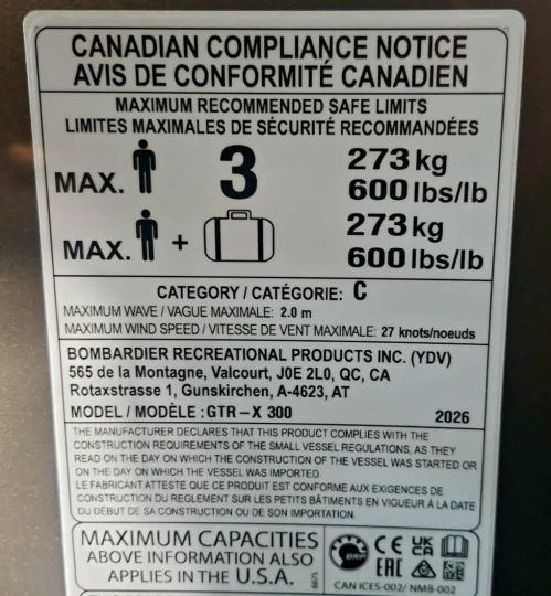2026 BRP SEA-DOO GTR-X 300 HP + IBR + VTS + AUDIO PREMIUM + 3 PASSAGERS + 4 HR SEULEMENT + GARANTIE + RARE & A1 